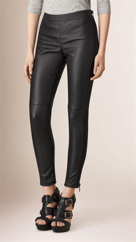 burberry skinny pants ankle zippers leather trim|Women's Burberry Pants & Leggings .